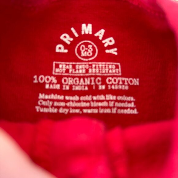 Primary Organic Cotton Romper Red Size 0-3M - Picture 2 of 3